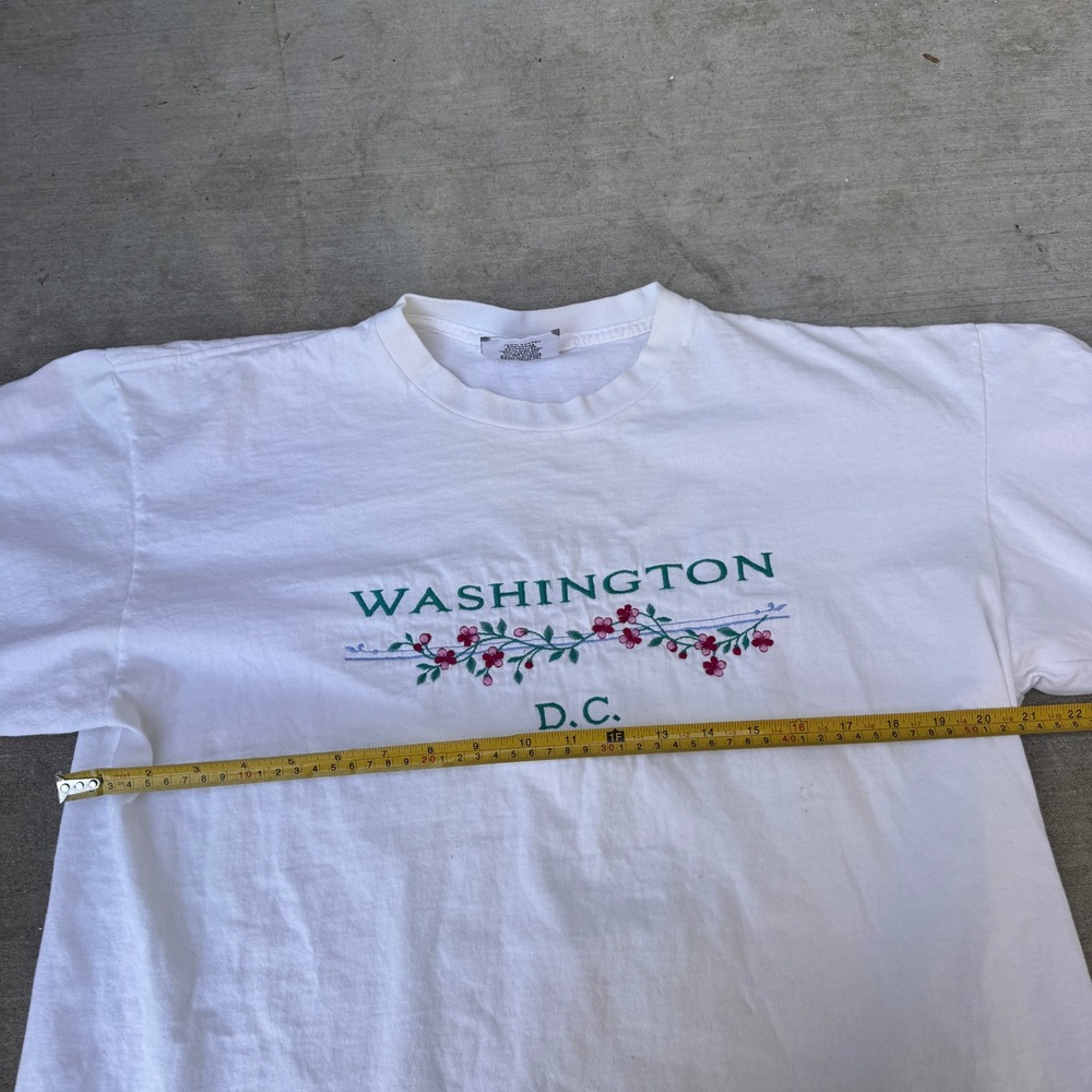 Vintage Lee Washington DC Cherry Blossom T-Shirt White XL Made in USA Cotton - Picture 4 of 6